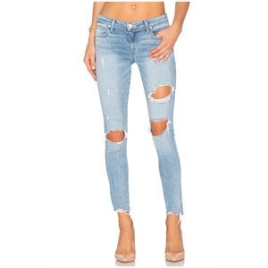 Lovers+Friends distressed skinny jeans ripped knee